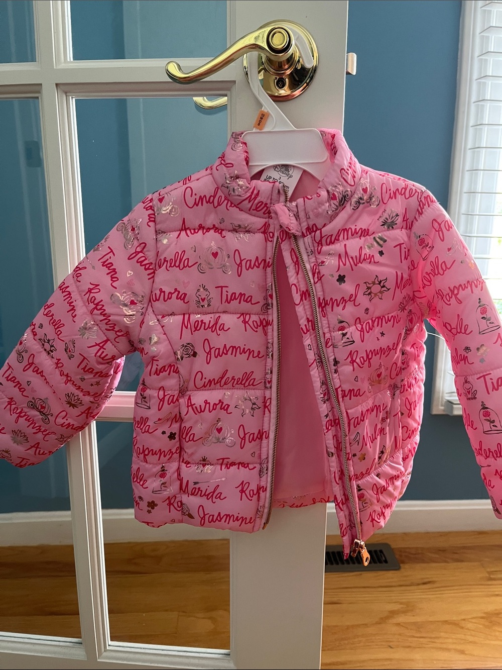 Disney Pink Girls' Princess Names Puffer Jacket